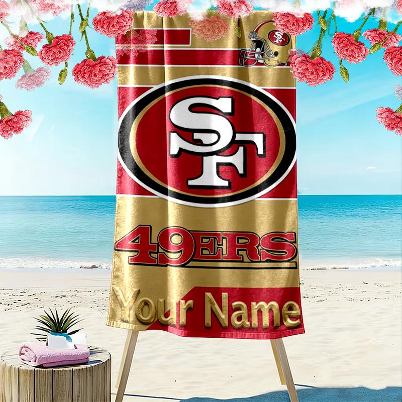 Name Custom SF 49ers Print Beach Towel, Large Soft Quick Dry Towel for Beach Camping Swimming