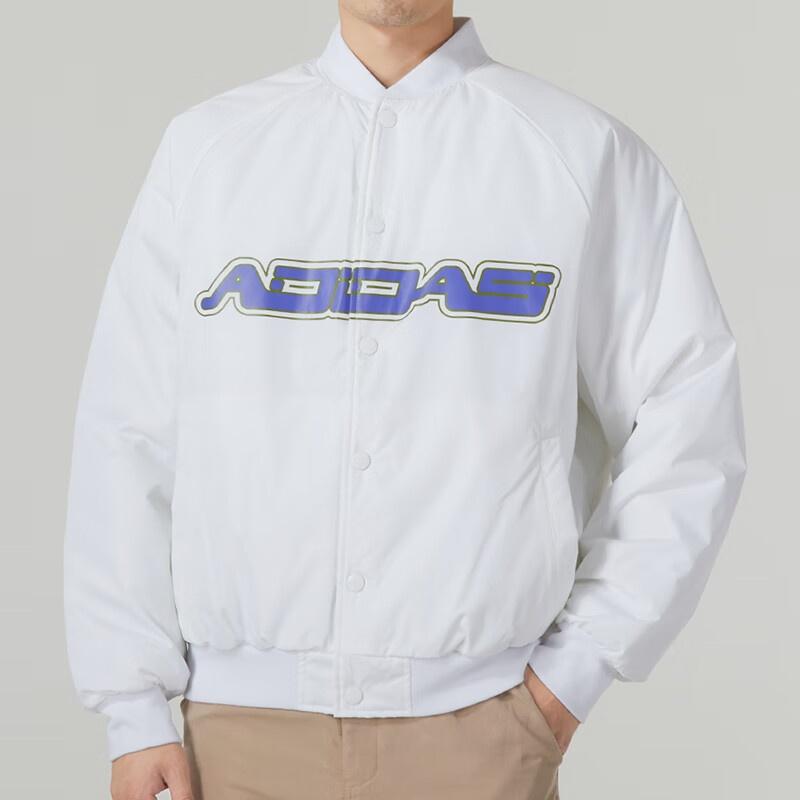 adidas Solid Letter Shoulder Insert Casual Cotton Jacket Asia Sizing 'White Blue' Men's IK2411