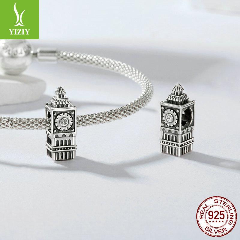 Building Jewelry Diy Pendant String Decoration, Big Ben S925 Sterling Silver Bracelet Beaded.