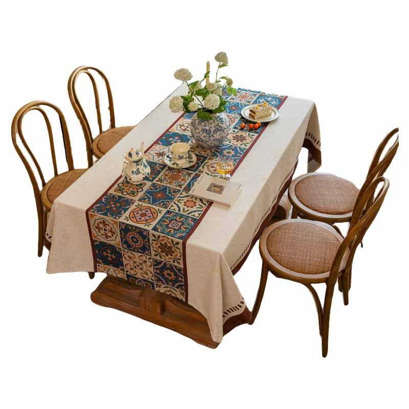 Thick Cotton Linen American Country Farmhouse Style Rectangular Tablecloth