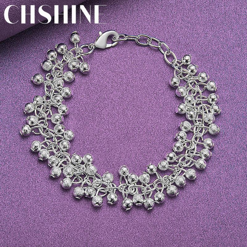 Браслет CHSHINE из стерлингового серебра 925 пробы с матовым виноградом и бусинами для женщин, модные ювелирные изделия с подвесками