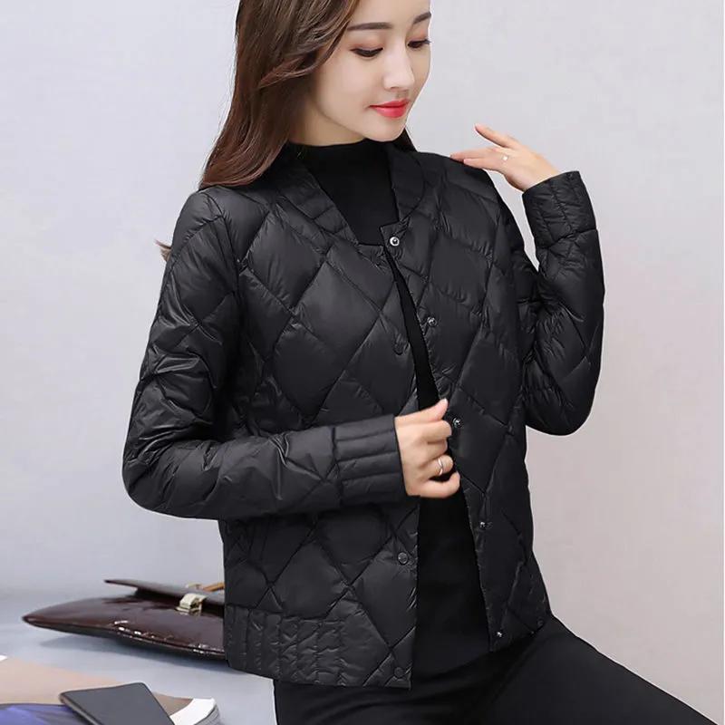 Women's Winter Simple Warm Jacket Thin Light Jacket Female Short Coat Autumn Parkas