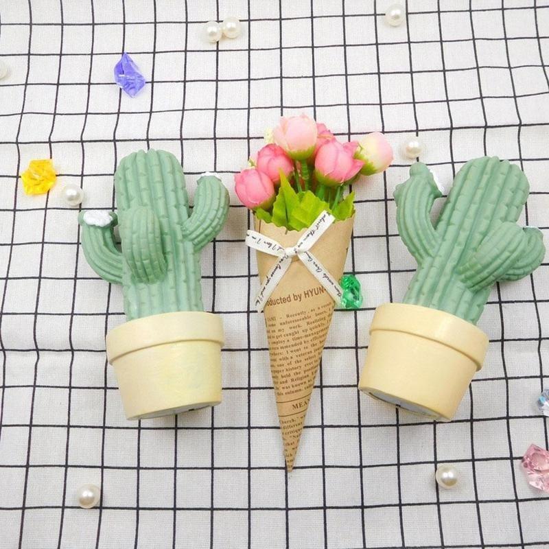 Декоративный светодиодный светильник для вечеринки в спальне с мультяшным кактусом, настольный ночник