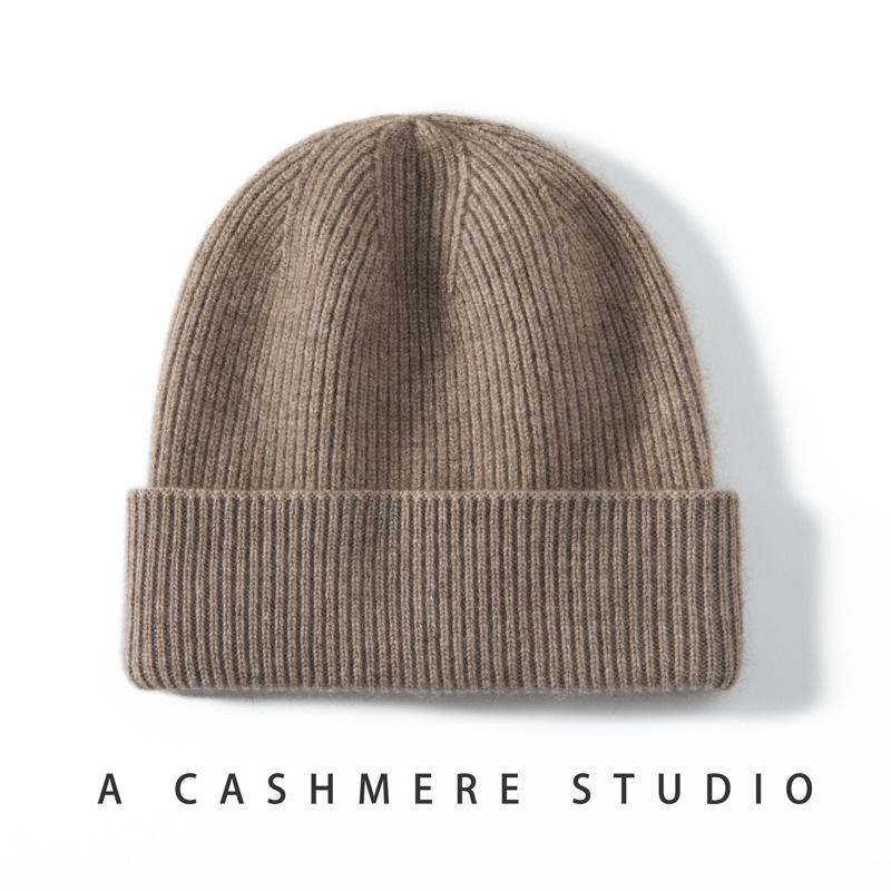 Cashmere hats for men and women in autumn and winter, thickened and versatile knitted cashmere hats, headgear hats, stacking hats, ear protectors, col