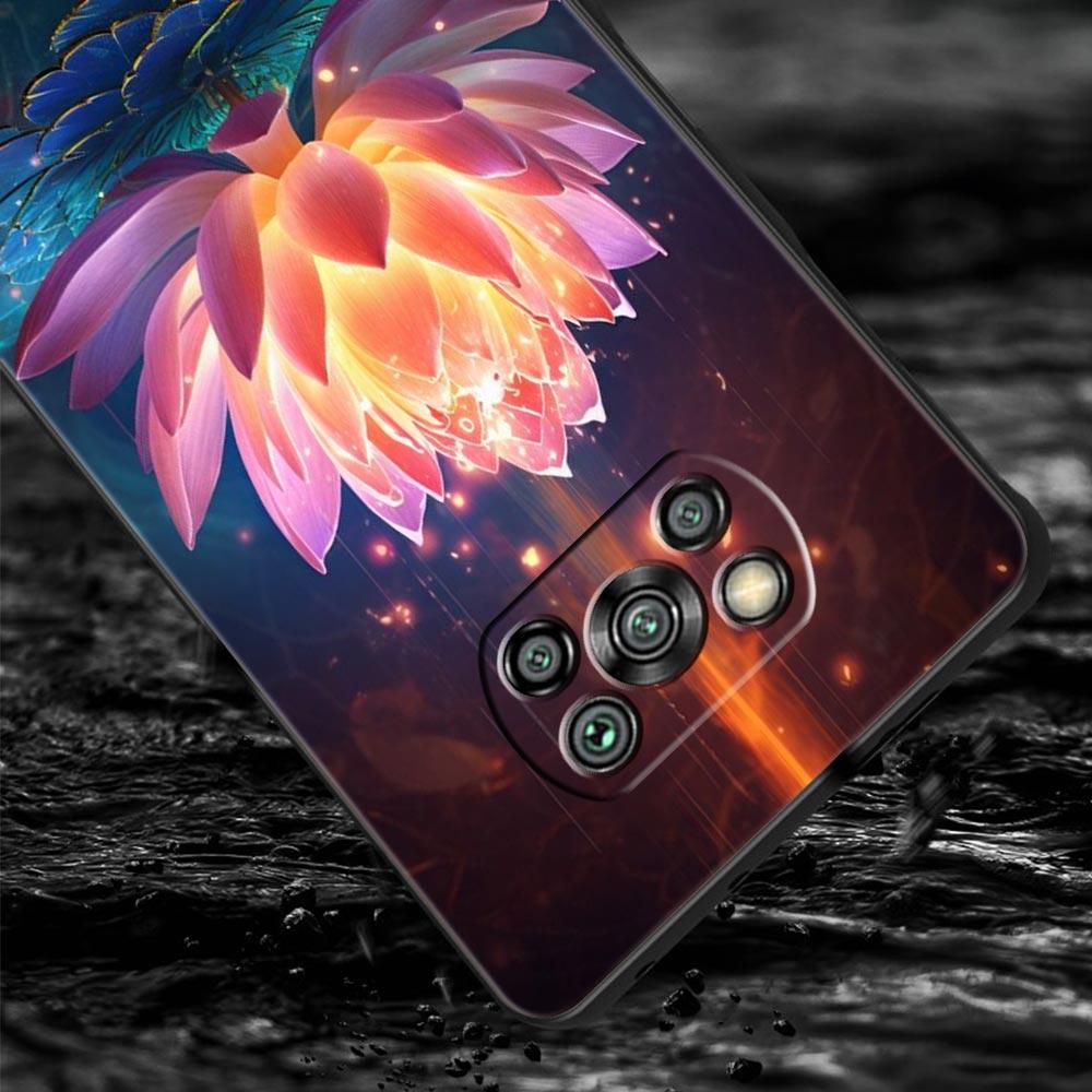 Чехол для телефона для Xiaomi Poco F7 F6 F5 F4 F3 X7 X6 X5 X4 X3 NFC M4 C51 C55 GT 5G Мягкий ТПУ Чехол Capas Цветок Лотоса Fundas Coque Сумка