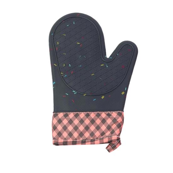 1Pc Silicone Heat Resistant Gloves Non-Slip Oven Mitts Kitchen Hand Clamps Thickened