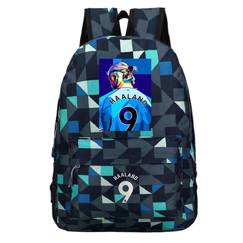 Haaland Inspired Lightweight Kids Backpack School Trendy Boys Girls Bookbag Football Fan Gear