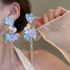 Серьги-подвески в форме цветка, милые женские ювелирные изделия, модные серьги-кисточки с лепестками для вечеринки