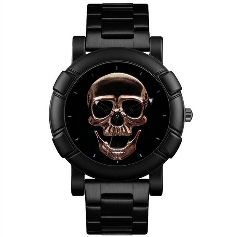 Fashion Mens Skull Watch Quartz Analog Watch Personality Bracelet Watch Party Accessories