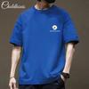 Простая футболка Мужская с принтом Летняя Модная Хлопковая с коротким рукавом Свободная Модная Дышащая футболка
