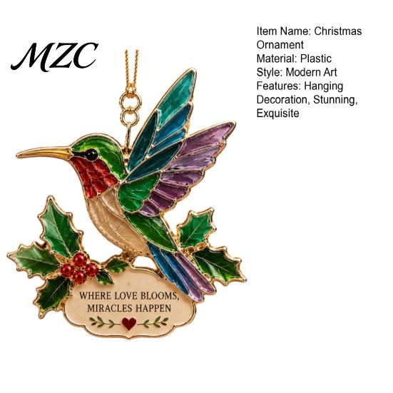 Christmas Window Hanging Ornaments Faux Stained Glass Ornaments, 2D Hummingbird Dachshund Highland Cow Party Decorations for New Year Decoration