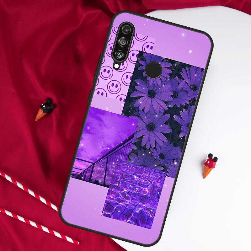Фиолетовый эстетичный Чехол для Huawei Nova 12i 11i 8i 12s 9 10 SE Y90 Y60 Y70 Y72 Y61 Y91 P20 P30 P40 Lite P60 Pro
