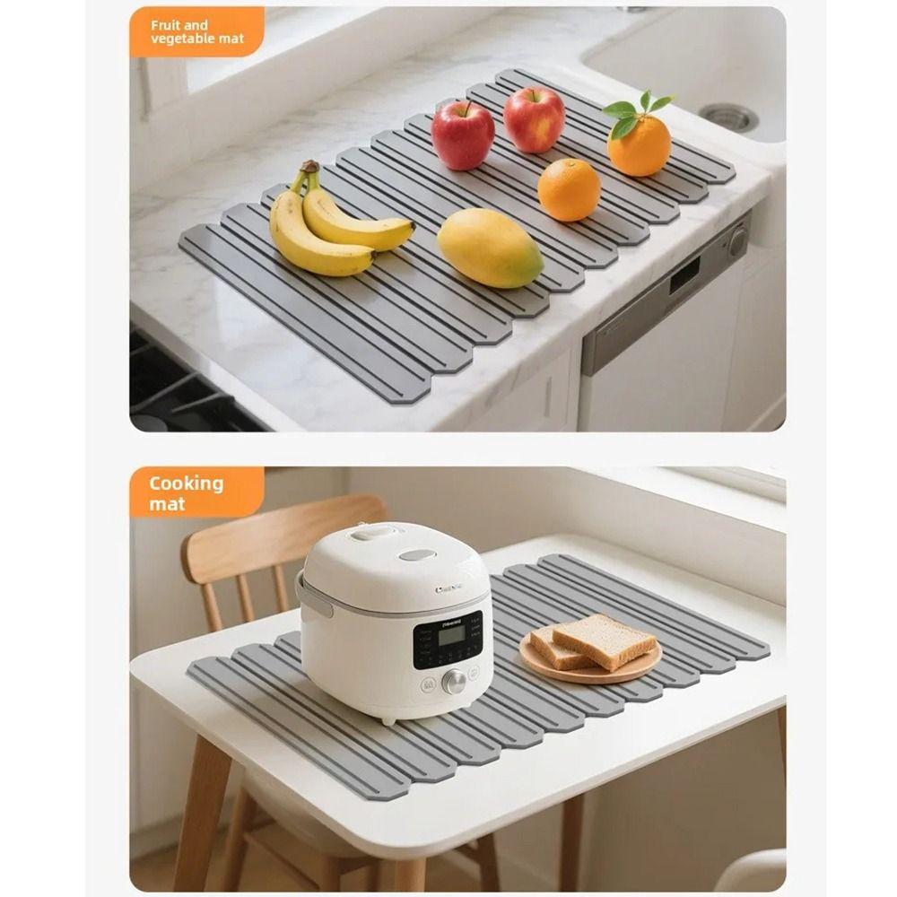 Quick-drying Silicone Drain Pad Non-slip Foldable Dish Drainer Countertop Drain Tray  Dish Drainer