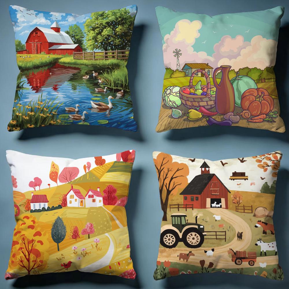 Farm Cushion Cover Soft Decorative Pillow Case Suitable for Bedroom Sofa Car Travel Use