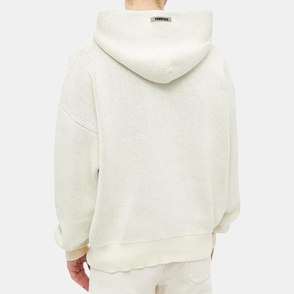 Fear of God Essentials Knit Hoodie with Alphabet Logo Jacquard Men Tops Buttercream FOG-FW21-1229