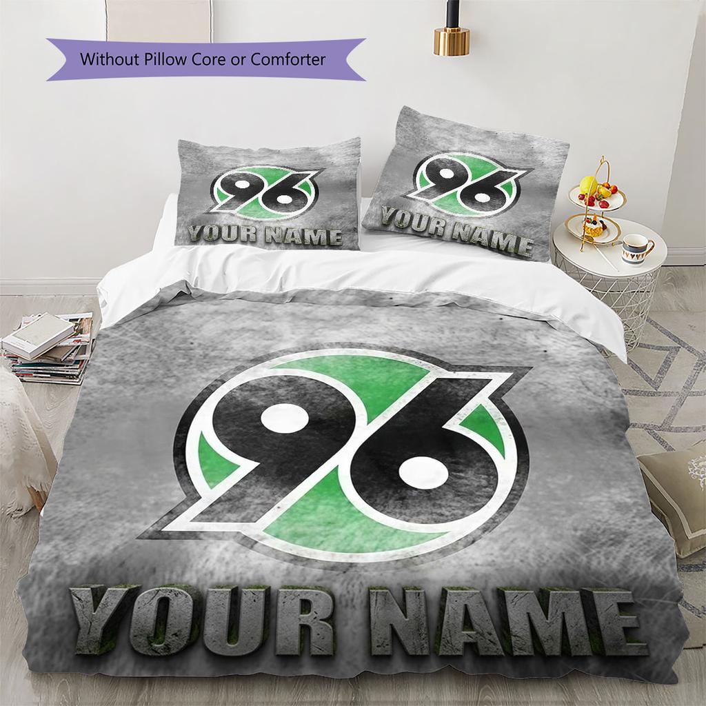 Hannover 96 Custom Name Pattern Bedding,Quilt Set Quilt Cover Pillowcase Home Birthday Gift(1 * duvet cover + 2 * pillowcase, without core)