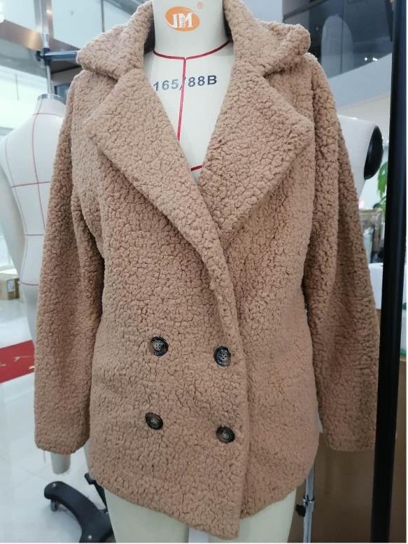 Plus Size Autumn and Winter Women's Button Fur Coat Lapel Loose Fleece Coat