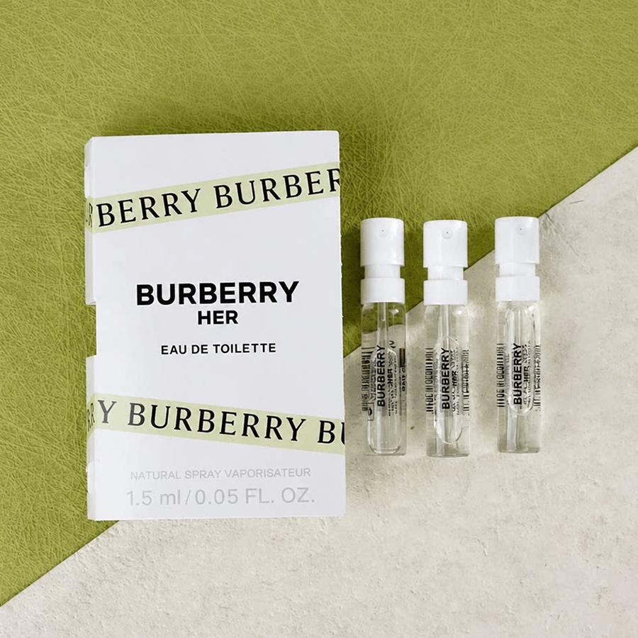 Burberry Her Women Eau De Toilette 1.5ml Mini Perfume Spray Sample Fresh Floral Fruity Fragrance Travel‑size Ladies Scent Vial