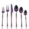 6pcs Luxury Purple Dinner Sets Stainless Steel Cutlery Tableware Shiny Knives Forks Dining Dinnerware Western Plate of Sets