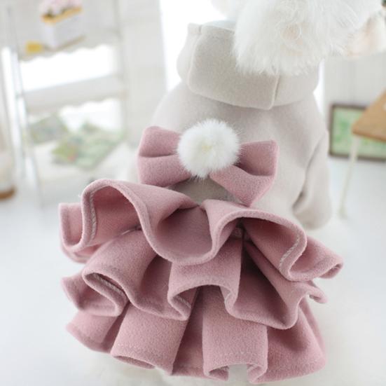 Yousheng Pet Cats Dog Clothes Multi-Layer with Bow-tie Ball Decoration 2-Legged Easy To Wear Hooded Pet Dress