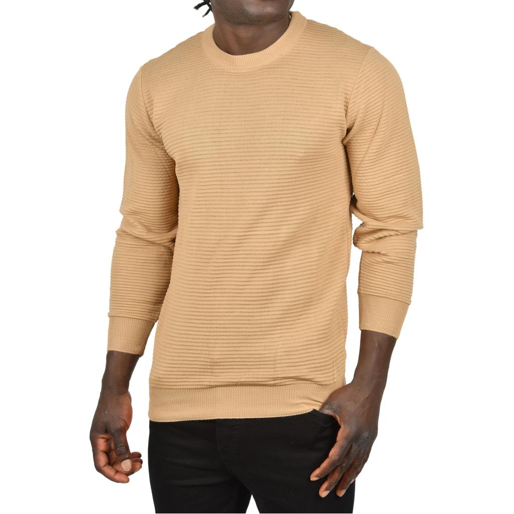 DeepSEA Striped Patterned Crew Neck Slim Cut Knit Sweater 2505492