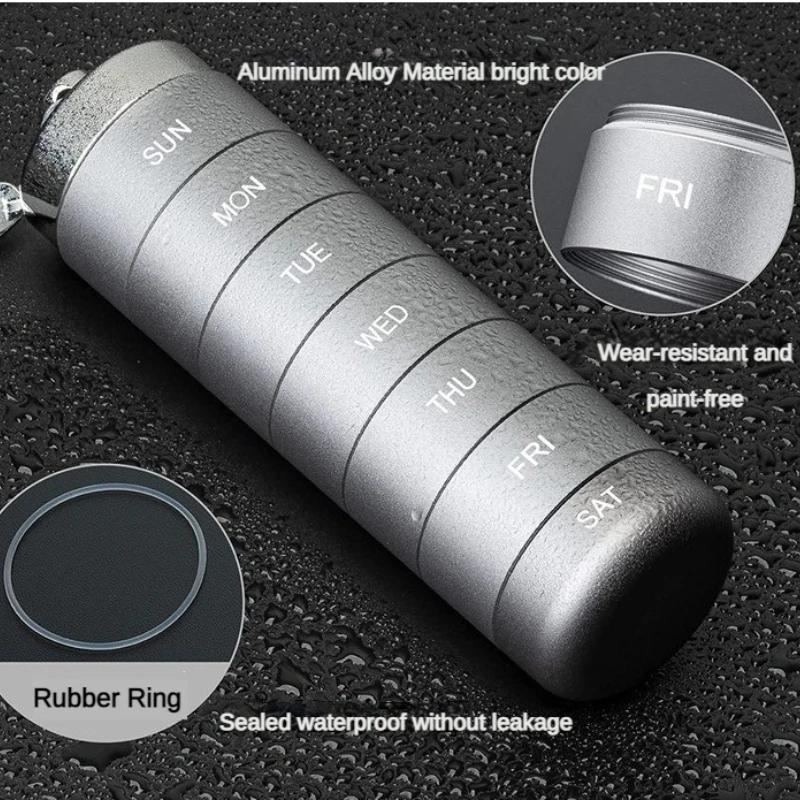 Новый портативный футляр для таблеток для путешествий, металлический органайзер для таблеток, водонепроницаемый контейнер для таблеток, контейнер для таблеток, органайзер для бутылочек с лекарствами на неделю