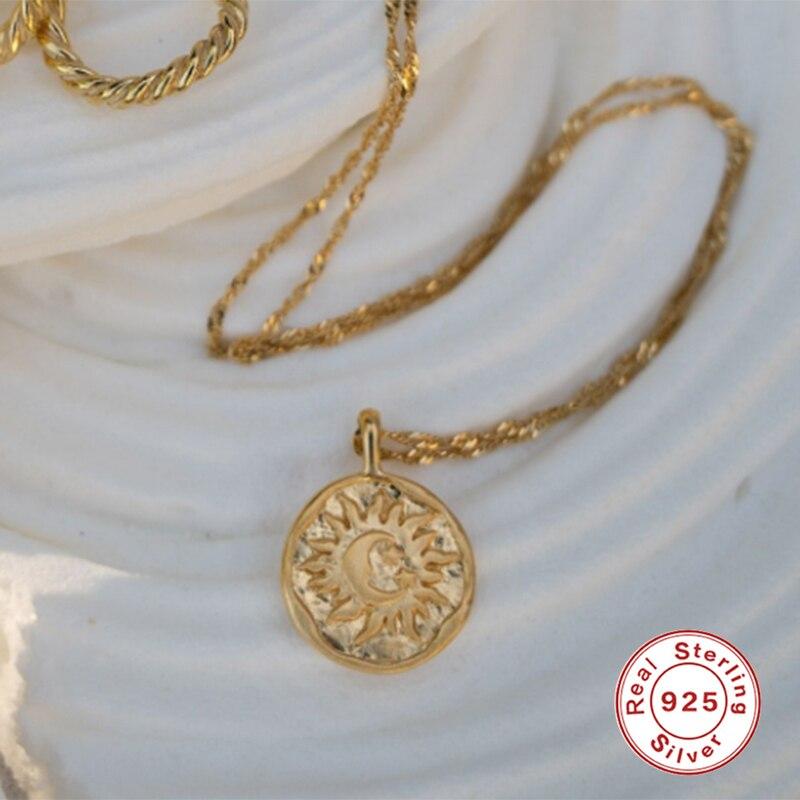 Aide 925 пробы серебро Солнце Луна Звезда покрытие Золотая цепочка на ключицы ожерелье для женщин простые ювелирные изделия свадебные ожерелья воротники