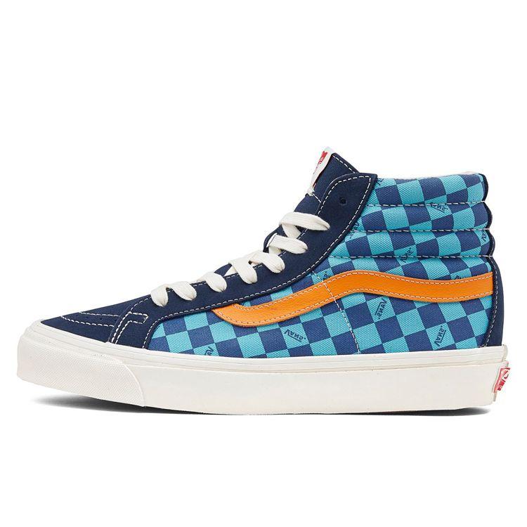 Vans Sk8 Retro Versatile High-Top Skate Shoes Blue Checkerboard Unisex Sneakers VN0A4BVBTPD1
