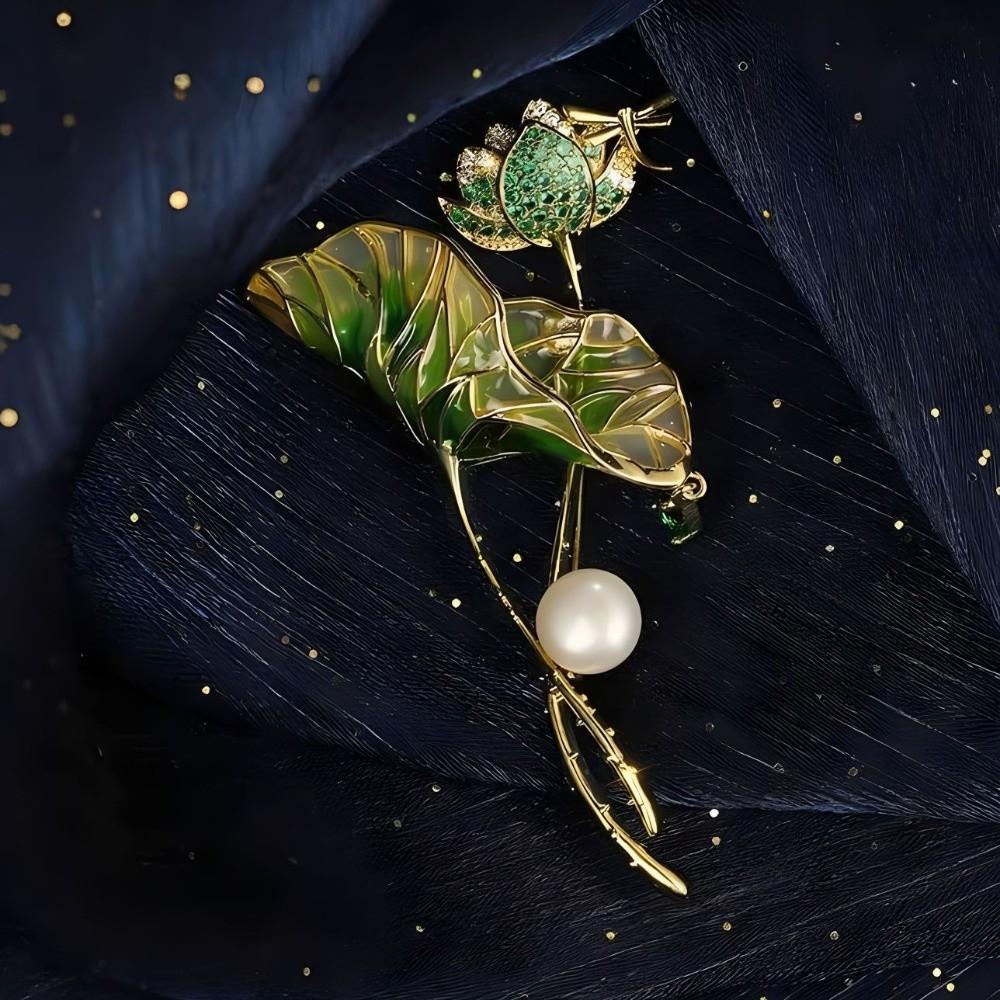 Дизайнерская Брошь Лист Лотоса с Рисунком Винтажная Брошь-Булавка Пион Новая Брошь Лотос Свадебная