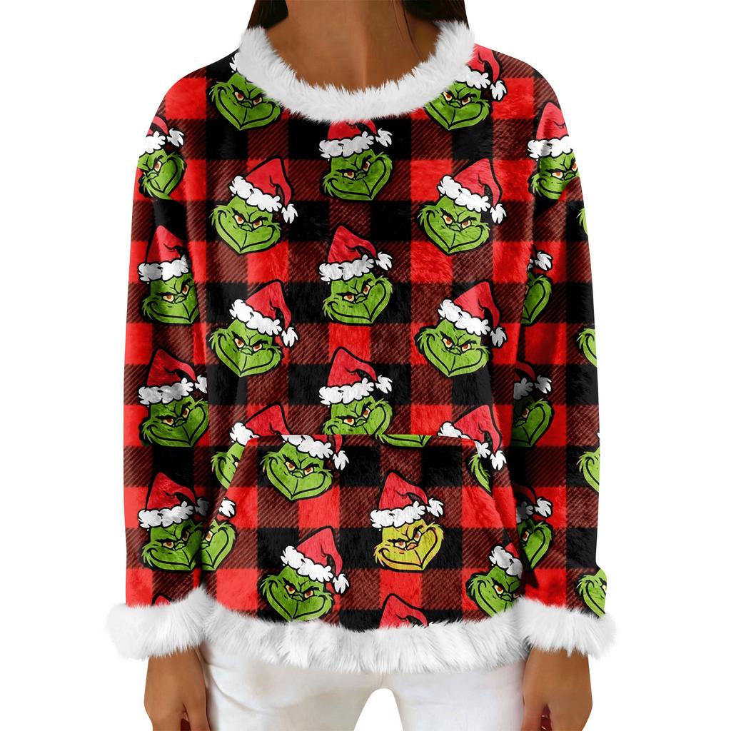 Женский повседневный флисовый свитшот с длинными рукавами и круглым вырезом, удобный, свободного кроя, легкий, фланелевый свитшот для женщин