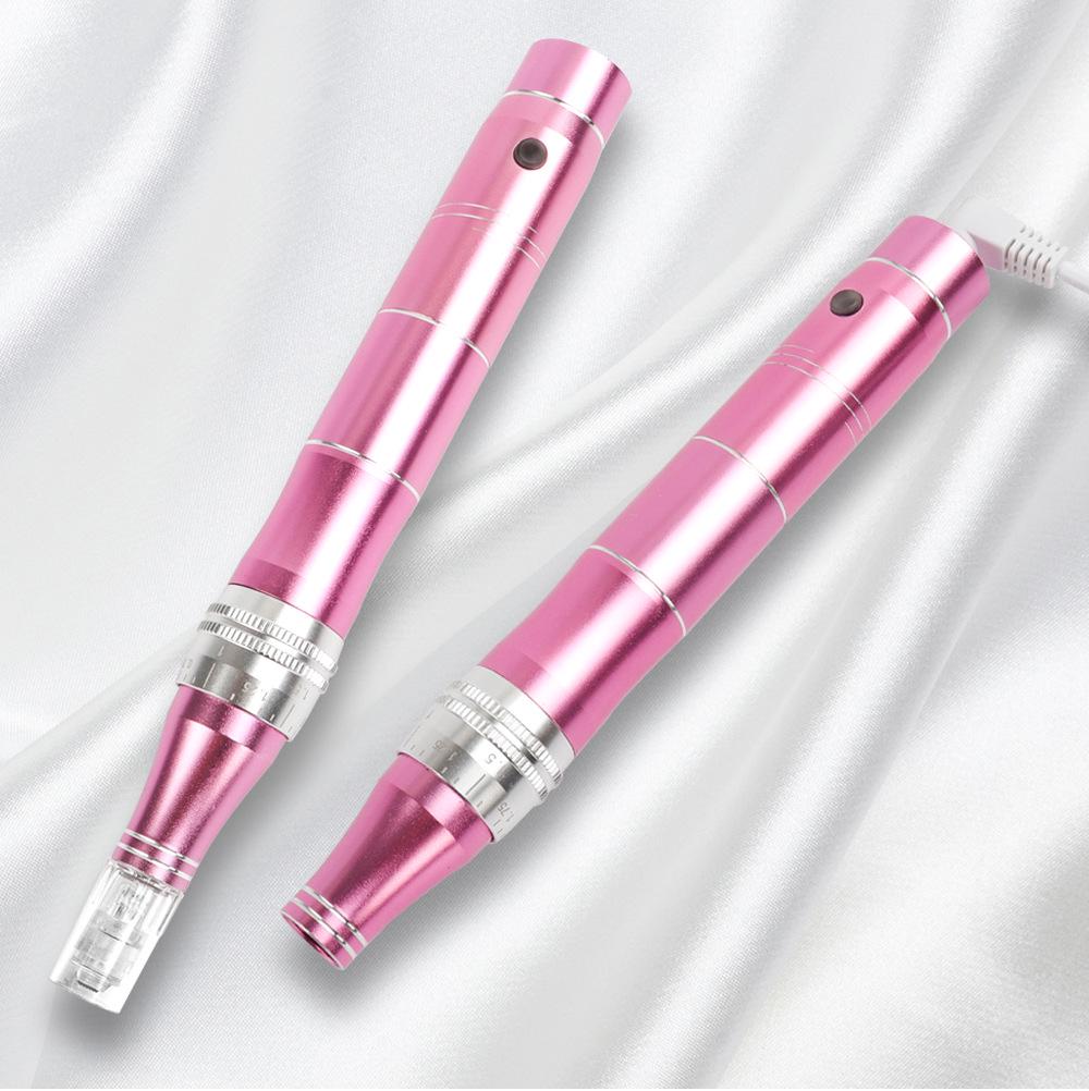 Rechargeable Rose Electric Microneedle Pen for Skin Rejuvenation and Hyaluronic Acid Treatment.