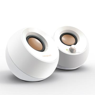 Креативные колонки для ПК Pebble Белые Награда за продукт 2024 Входной штекер для аудиосигнала Питание от USB Колонки с басом Пассивная пиковая выходная мощность Общая выходная мощность RMS