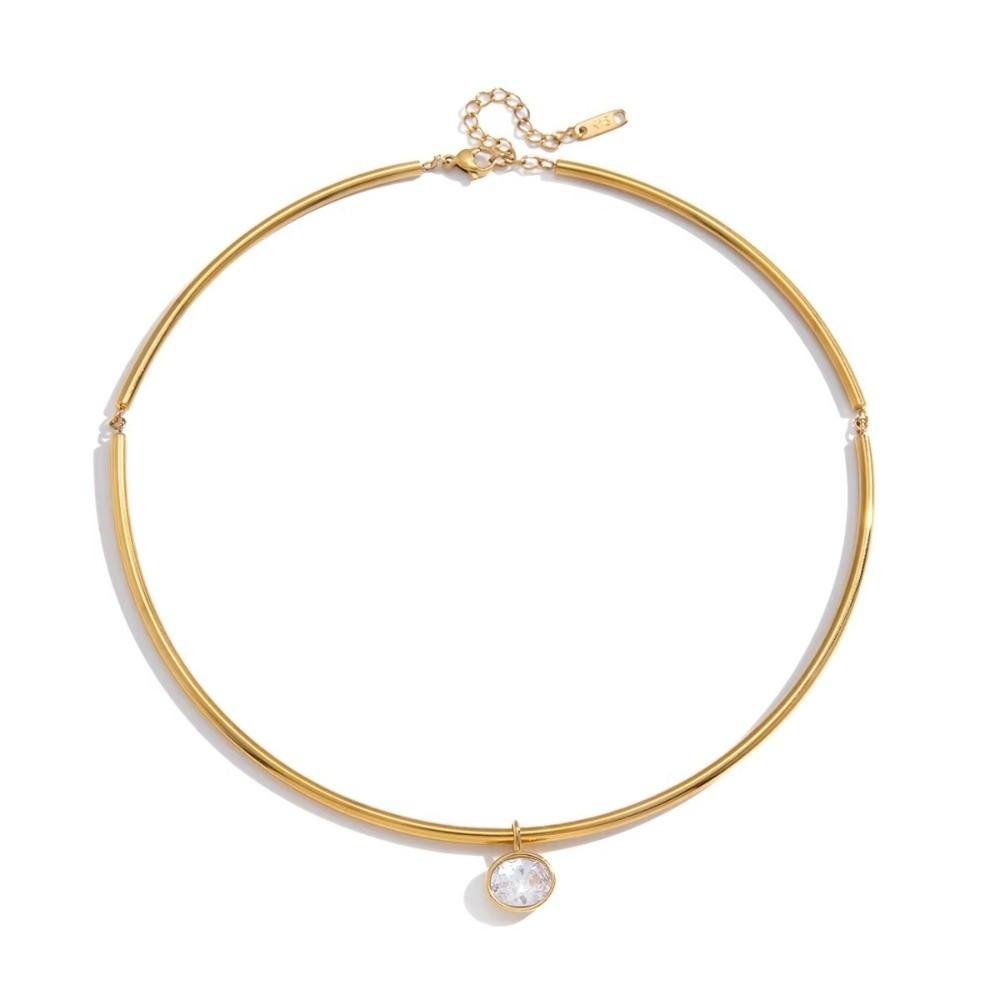 Gold Plated Pendant Necklace Stainless Steel Neck Collar Retro Neck Chain Fashion Jewelry
