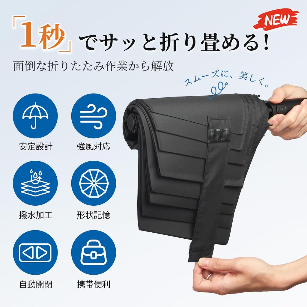 LittleSo Зонт с памятью, который складывается в один складной зонт с памятью, автоматический от дождя или 8 больших складных зонтов 104 см для и работы, супер прочный 59 см