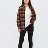 Uniqlo Клетчатая рубашка с отложным воротником, однобортная, с длинным рукавом, унисекс, темно-оранжевая 451297-28