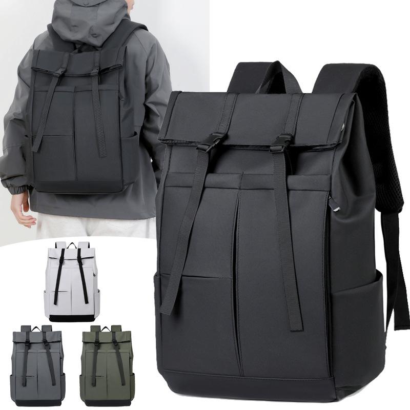 Roll Top Backpack Expandable Business Laptop Travel Commute Bag Waterproof Oxford for Men Women 15.6 Inch