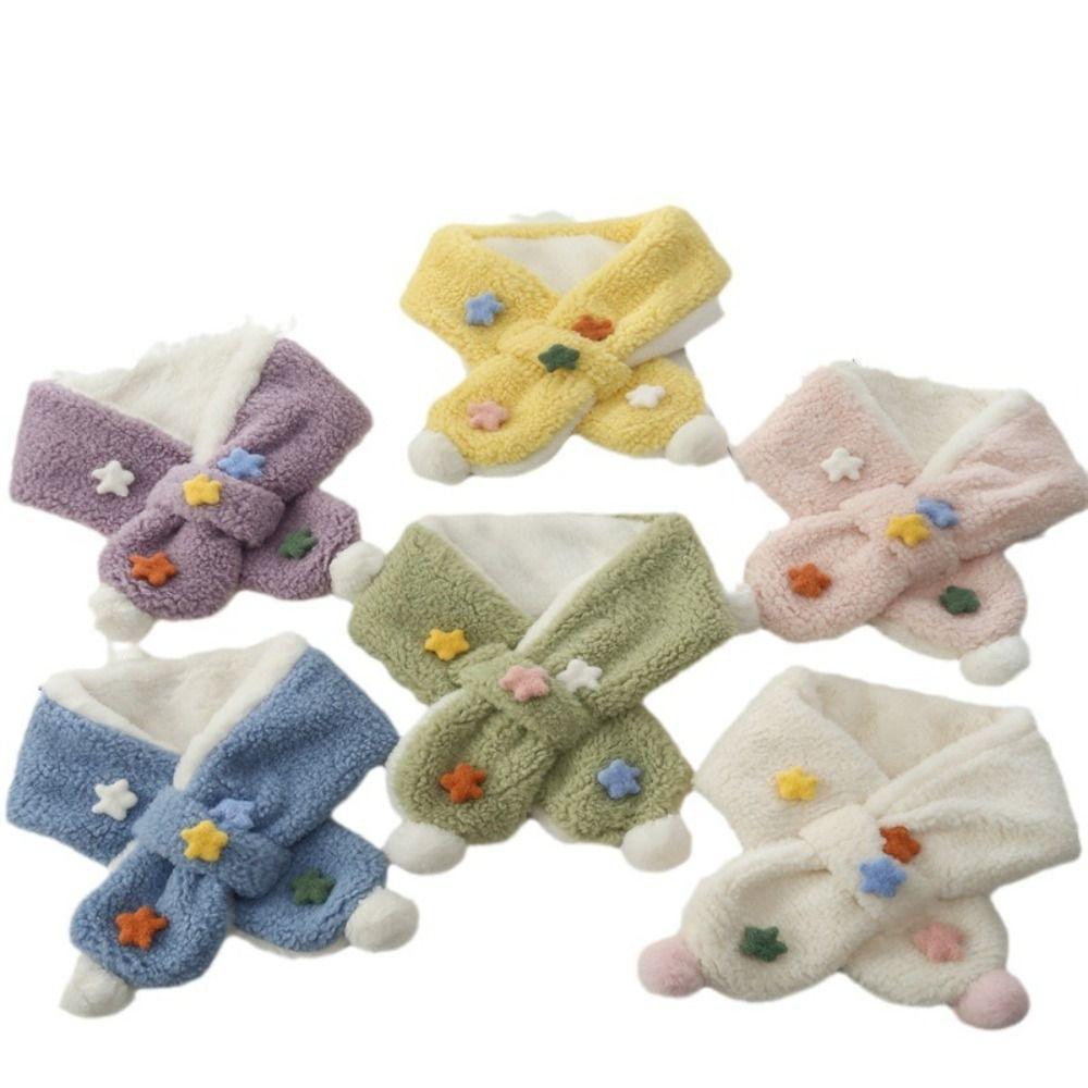 Детские зимние шарфы с крестом из искусственного кроличьего меха, детский теплый шарф для шеи Kawaii, детский шарф на шею, уличный