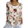 Women's Fashion Casual Knit Sweater Button-Up Christmas Print Cardigan Jacket