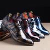 Plus Size 37-48 Men's Leather Pointed Toe Business Shoes Leather Wedding Shoes