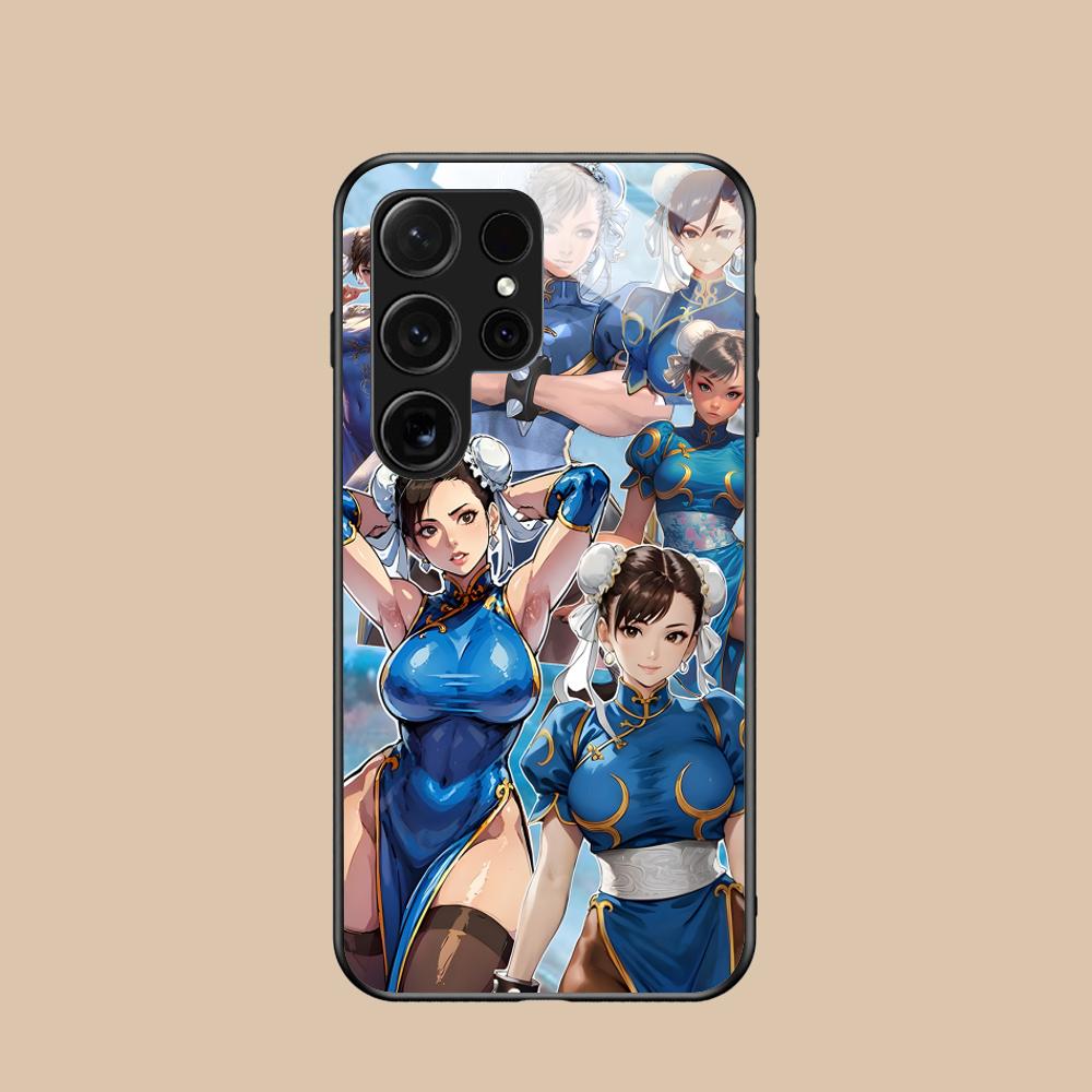 Чехол для телефона Street Fighter Chunli для Samsung Galaxy A56 55 54 53 52 51 36 35 34 23 16 15 5G Стеклянный Цветной Чехол Роскошный Красивый