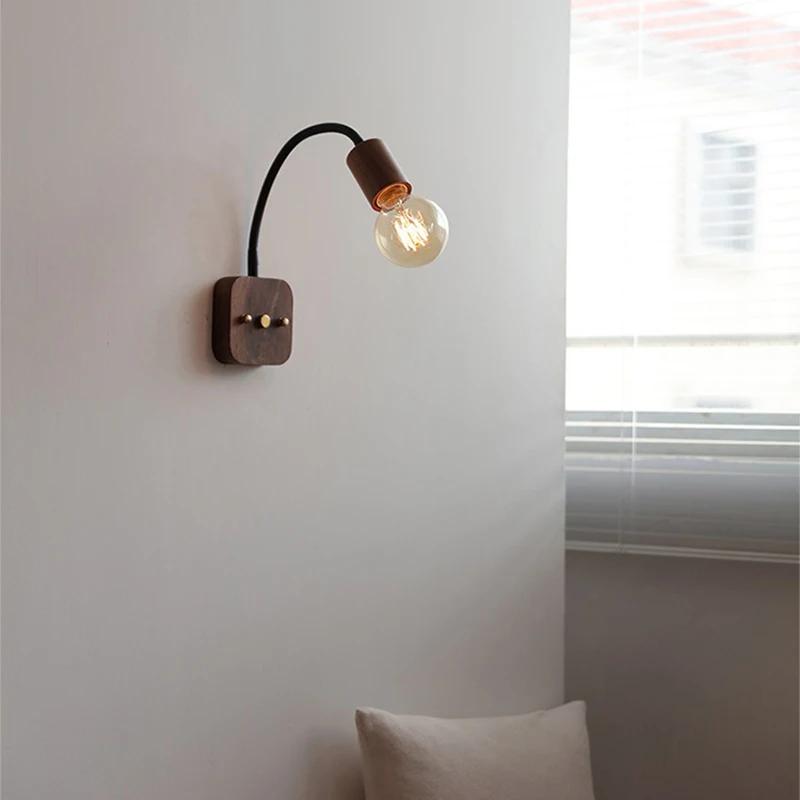 Светодиодный настенный светильник в стиле ваби-саби, винтажное внутреннее освещение, регулируемый вращающийся ночник для спальни, столовой, кафе, теплая белая лампочка