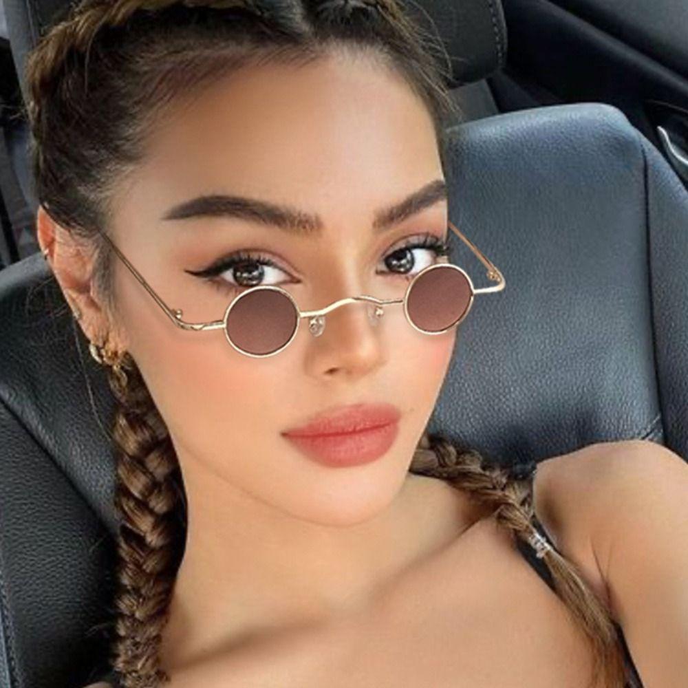 Retro Metal Frame Hip Hop Sun Glasses Small Round Sunglasses Shades Punk