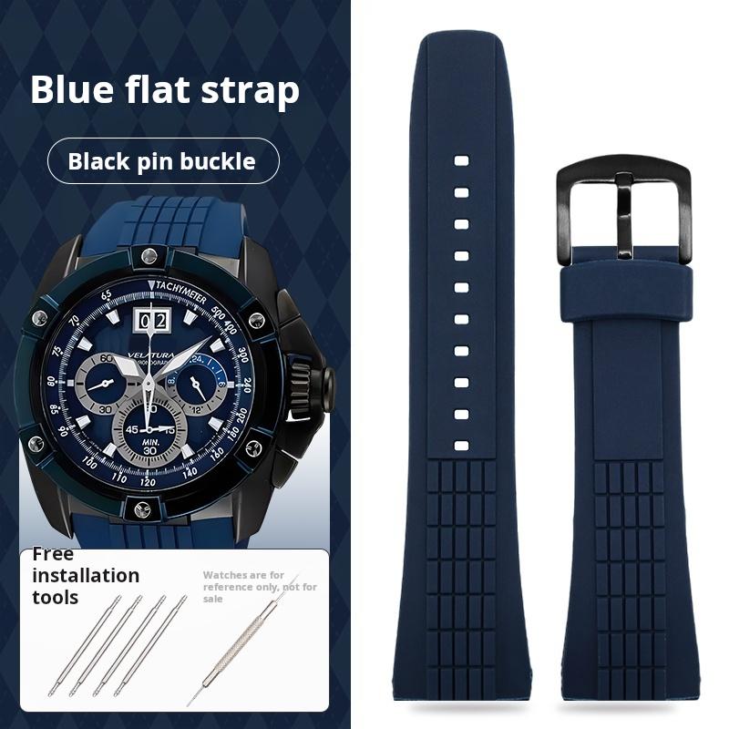 26 мм Синий изогнутый силиконовый ремешок для часов Seiko VELATURA/SRH 006 013 SPC007J1 SNAE17 мужские Спортивные резиновые аксессуары для ремешков часов