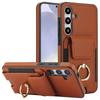 For Samsung Galaxy S24+ Case Drop-proof PU Leather+TPU Kickstand Smart Phone Cover