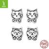 Cute Retro Graffiti Cat Stud Earrings, Pet Cat S925 Sterling Silver Whole Body Stud Earrings Jewelry