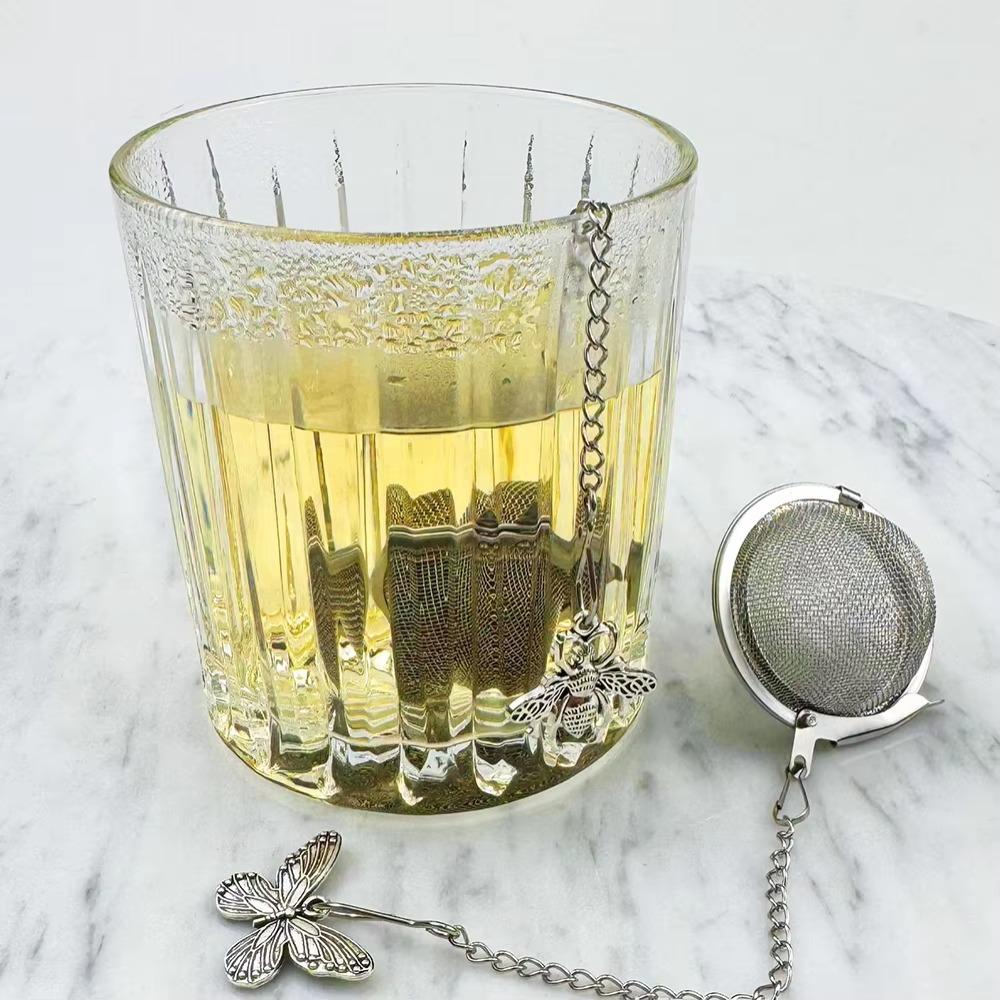 2PCS Stainless Steel Butterfly Bee Chain Tea Infuser Fine Mesh Spice Ball Tea Strainer Soup