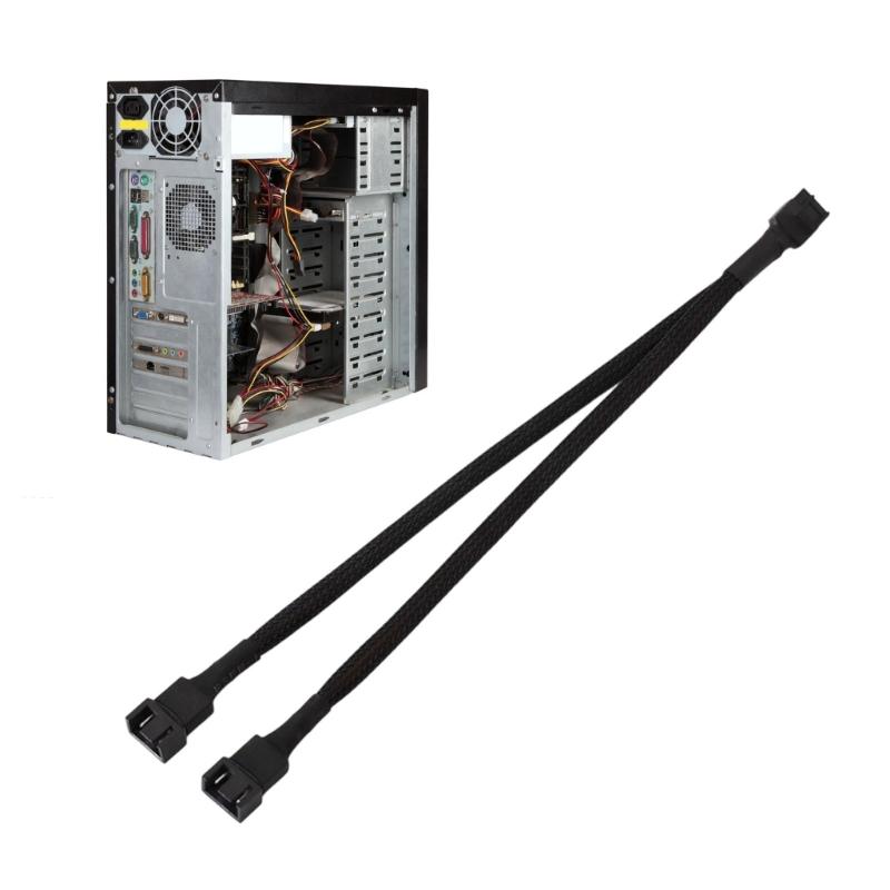2Piece 4Pin PWMs Computer Fan Extension Cable Set 26cm Length for Enhances Airflows and Noise Reduction