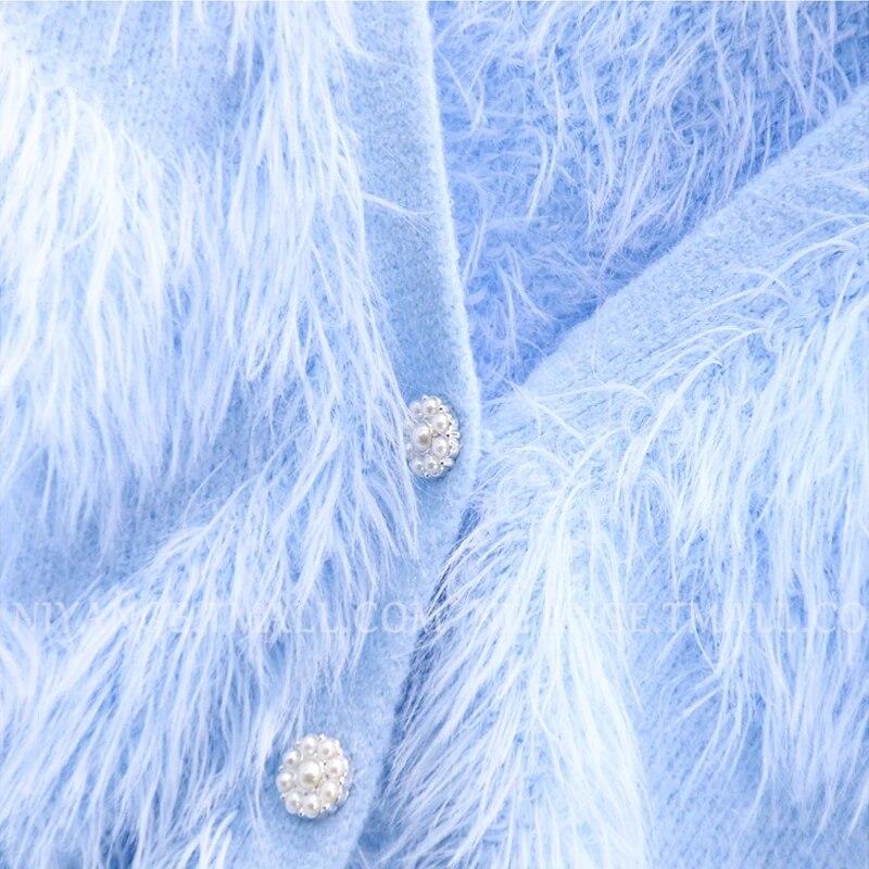 2023 осень и зима норковый кашемировый мягкий свитер с v-образным вырезом вязаный кардиган женское повседневное пальто с длинными рукавами свободные теплые топы 28646