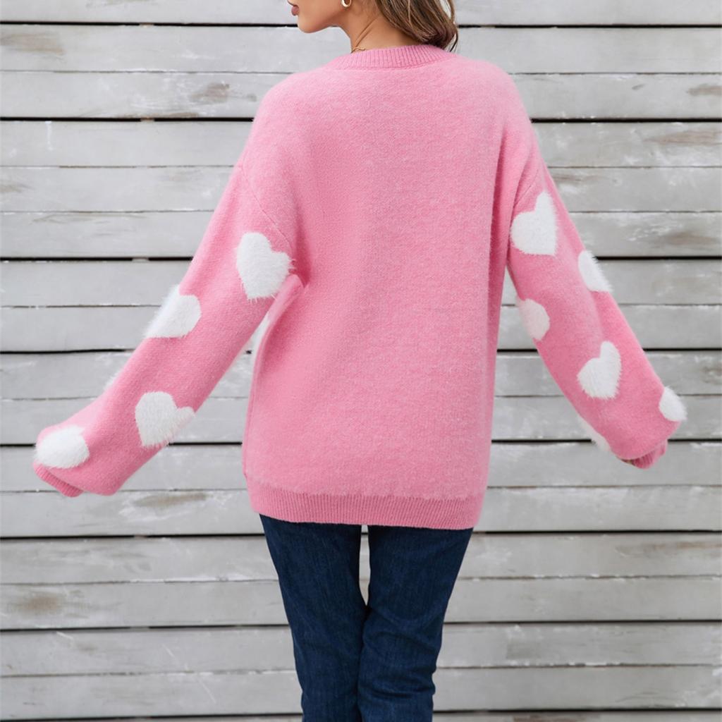 Женская повседневная мода круглый вырез воротничок сердечко свитер трикотажная нижняя рубашка