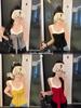 Women's Color-Block Camisole with Chest Pads, Bow Tie Design, for Spring and Summer.